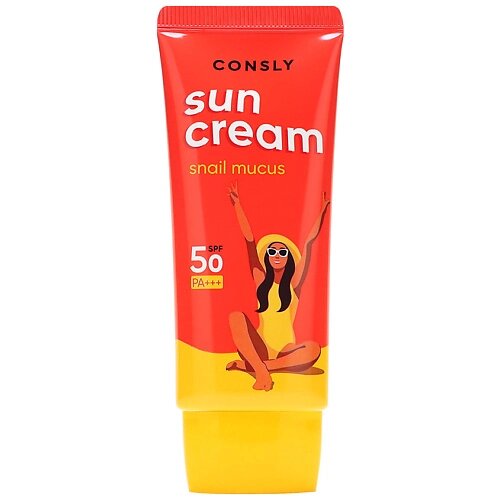 CONSLY Крем солнцезащитный с муцином улитки SPF 50/PA для комбинированной и жирной кожи Sunscreen With Snail Mucin Spf 50+/Pa+++ For Combination And Oily Skin от компании Admi - фото 1