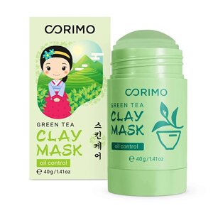 Corimo маска для лица с глиной в стике зеленый чай и алоэ 40.0