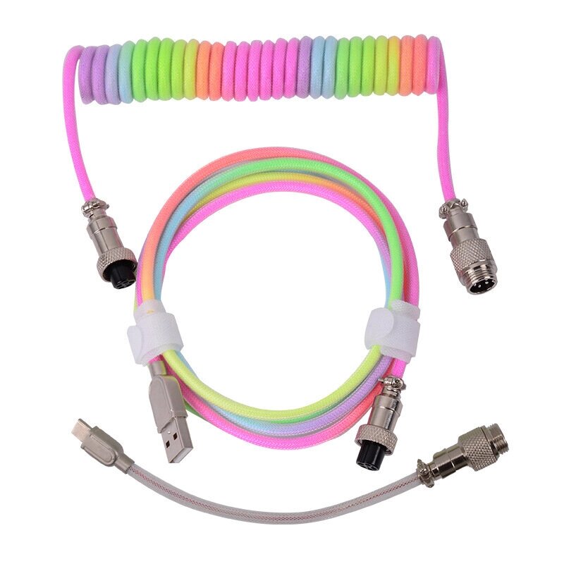 CYS 3 м Механический Клавиатура Кабель RGB Colorful Спиральная пружина из термопластичного эластомера Проводной с USB-ка от компании Admi - фото 1