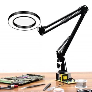 DANIU гибкий стол большой 5X USB LED увеличительное стекло 33 см + 33 см кронштейн 3 цвета лупа с подсветкой Лампа лупа