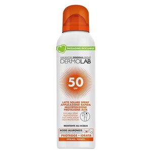 DERMOLAB Солнцезащитное молочко-спрей для лица и тела Sun Milk Spray Multi-Position Fast Application High Protection Spf 50
