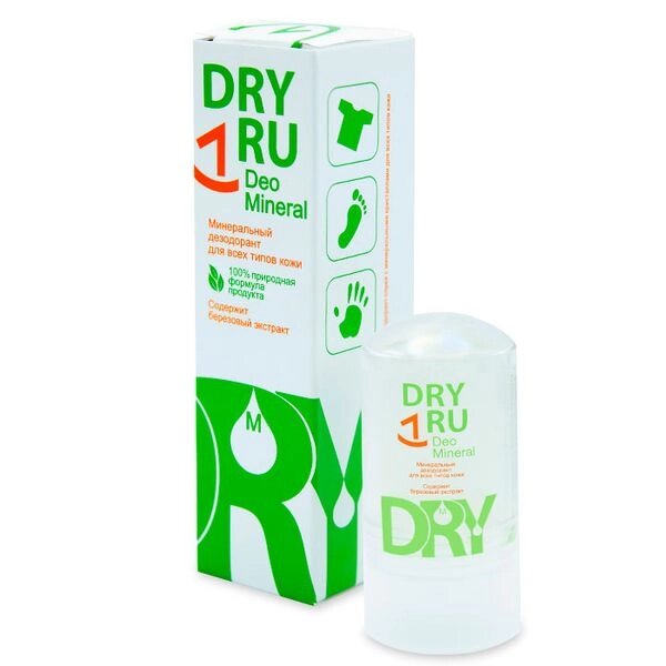 Дезодорант для всех типов кожи минеральный Deo Mineral Dry Ru/Драй Ру 60г от компании Admi - фото 1