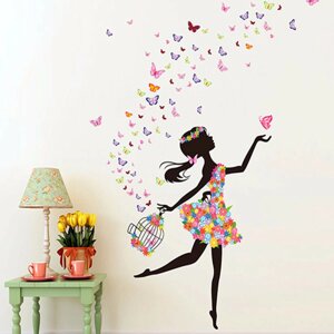 DIY настенные наклейки цветок эльф танец девушка бабочка обои настенные наклейки для дома и офиса гостиная детская спаль