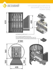 Дровяная печь 15 кВт Везувий