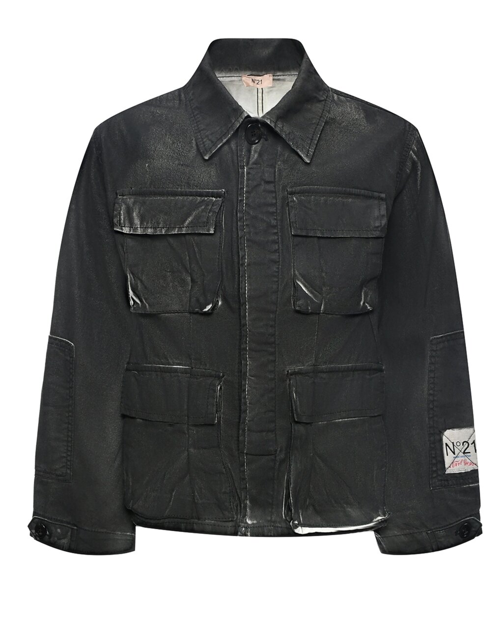 Джинсовая куртка с накладными карманами, черная No. 21 от компании Admi - фото 1