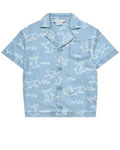Джинсовая рубашка с принтом акулы Stella McCartney
