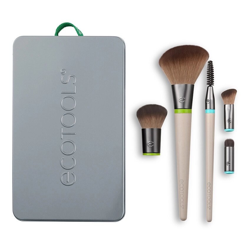 ECOTOOLS Набор кистей для макияжа (5 сменных насадок и 2 ручки) EcoTools Interchangeables Daily Essentials Total Face Kit от компании Admi - фото 1