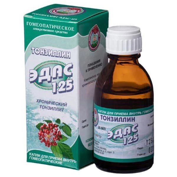 Эдас-125 Тонзиллин капли для приема внутрь гомеопатические 25мл от компании Admi - фото 1