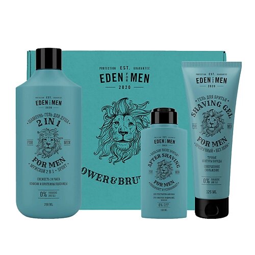 EDEN Подарочный набор For men шампунь-гель 2 в 1+гель для бритья прозрачный+бальзам для бритья