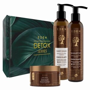 EDEN Подарочный Набор Шампунь +Бальзам +маска DETOX Chocolate+подарок Шоппер