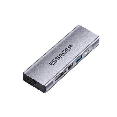 Essager эс-та08 8 в 1 тип-C док-станция USB2.0 USB3.2 gen2 PD100W 10 гбит/с USB-C 4K@30hz HDMI слот для чтения карт памя