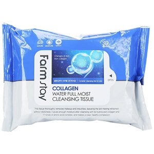 FARMSTAY Очищающие увлажняющие салфетки Collagen Water Full Moist Cleansing Tissue