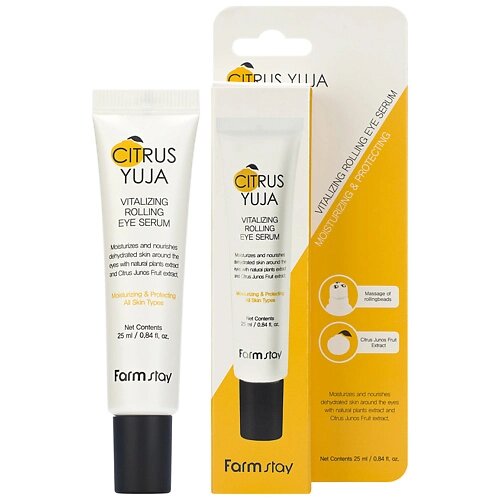 FARMSTAY Сыворотка для кожи вокруг глаз освежающая с экстрактом юдзу Citrus Yuja Vitalizing Rolling Eye Serum от компании Admi - фото 1