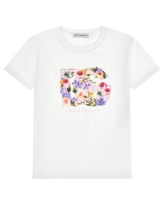 Футболка с цветочным лого, белая Dolce&Gabbana