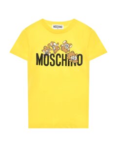 Футболка с лого и медвежатами, желтая Moschino