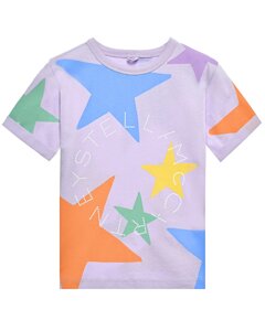 Футболка с принтом разноцветные звезды, логотип на груди Stella McCartney