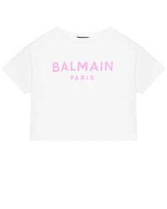 Футболка с розовым лого Balmain