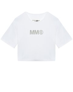 Футболка с серебристым лого MM6 Maison Margiela