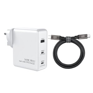 [Gan tech] kuulaa пст-140UC2-лб 3-портовое зарядное устройство USB PD мощностью 140 вт, два типа C + USB-A QC3.0 PD3.1 P