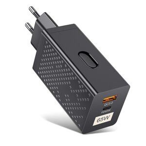 [Gan tech] uslion PD65W 2-портовое зарядное устройство USB PD USB-A+USB-C PD QC3.0 SCP FCP AFC PPS адаптер настенного за