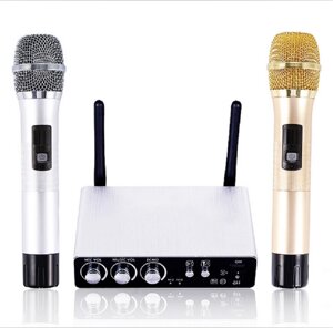 Gitafish K28 Беспроводная портативная система Микрофон с 2 беспроводными микрофонами и Приемник Коробка Профессиональное