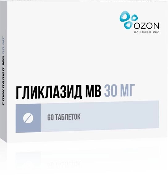 Гликлазид МВ таблетки с модиф. высвобожд. 30мг 60шт от компании Admi - фото 1