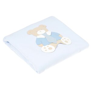 Голубое одеяло с аппликацией медвежонок, 79x72 см Story Loris