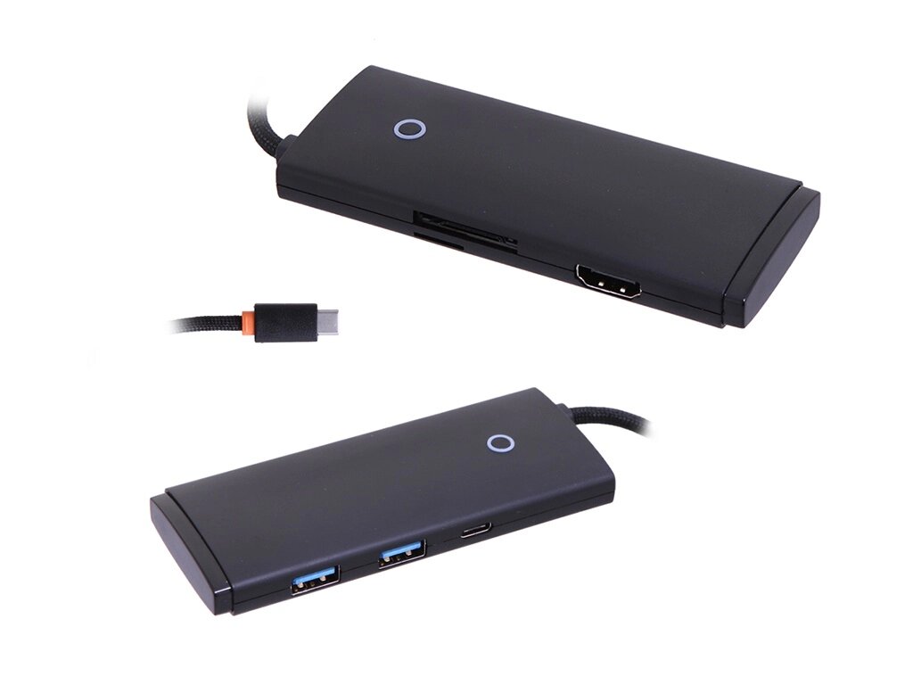 Хаб USB Baseus Lite Series 6-Port Type-C HUB Type-C - HDMI+2xUSB 3.0+Type-C Data+SD/TF Black WKQX050001 от компании Admi - фото 1