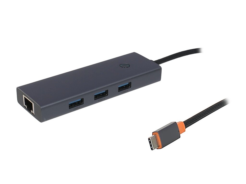 Хаб USB Baseus OS Flite Series 4-Port Type-C - 3xUSB 3.0 + RJ45 Space Grey B0005280A813-00 от компании Admi - фото 1