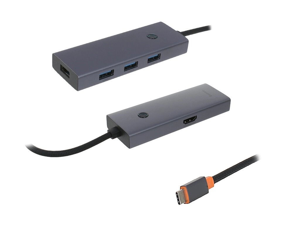 Хаб USB Baseus OS Flite Series 5-Port Type-C - HDMI + 4xUSB 3.0 Space Grey B00052809813-00 от компании Admi - фото 1