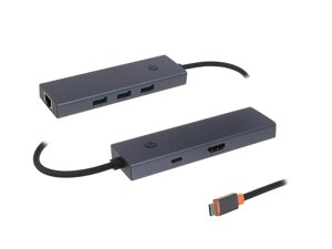Хаб USB baseus OS flite series 6-port type-C - HDMI + 3xusb 3.0+PD+RJ45 space grey B00052807813-00