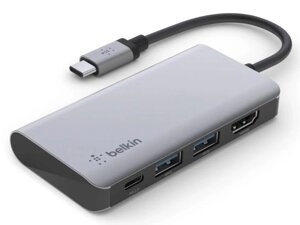 Хаб USB belkin multiport adapter 4-in-1 2xusb-A 3.0/HDMI AVC006btsgy