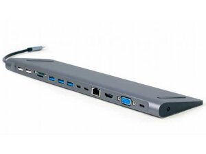 Хаб USB gembird cablexpert USB-C - USB 3.0/HDMI/VGA/PD/LAN/jack 3.5mm A-CM-COMBO9-01