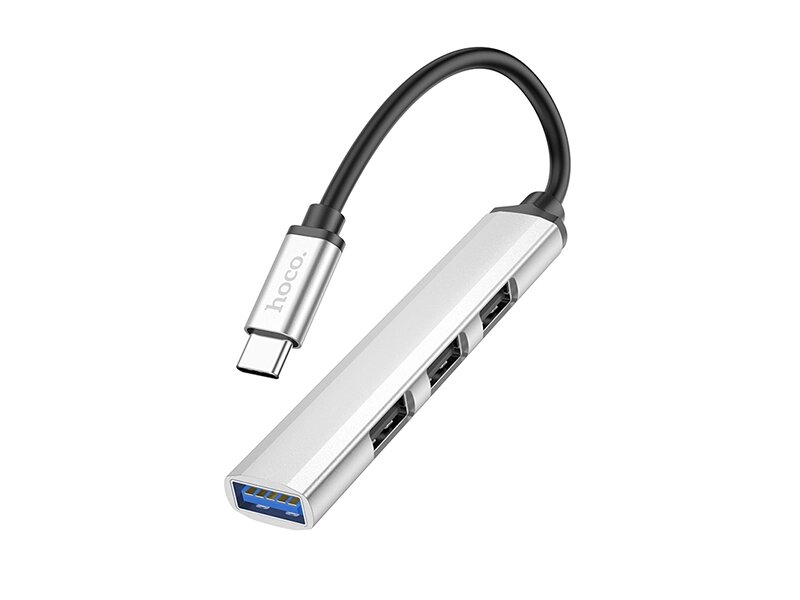 Хаб USB Hoco HB26 3xUSB 2.0/1xUSB 3.0 + кабель Type-C Silver 6931474765475 от компании Admi - фото 1