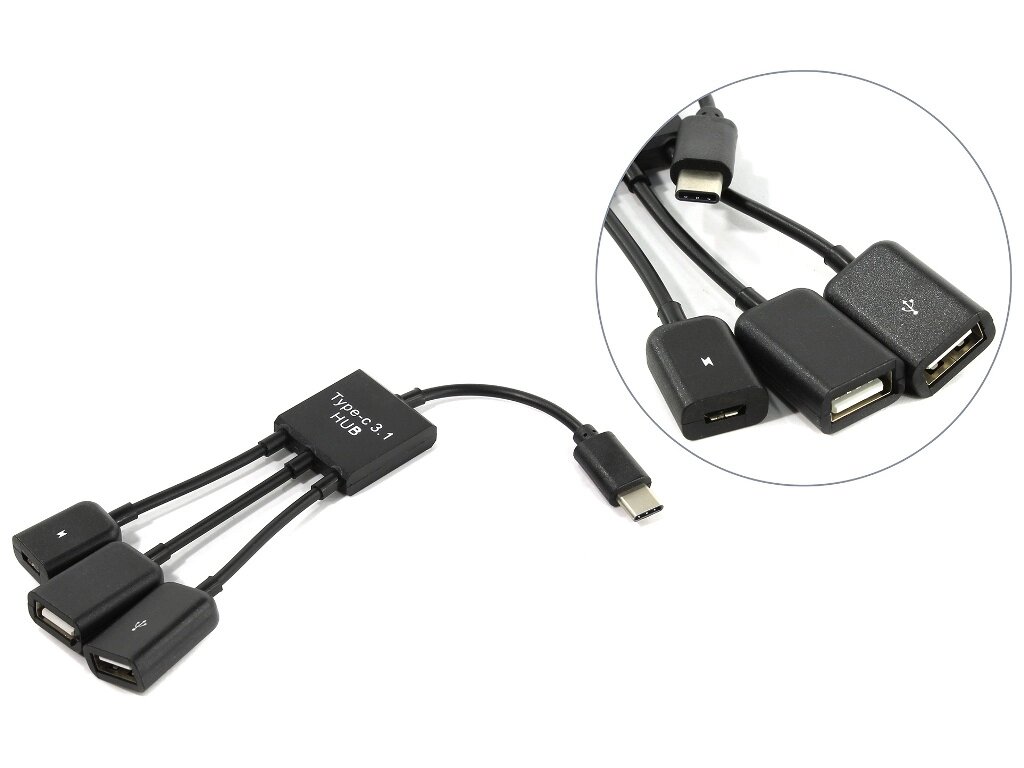 Хаб USB KS-is OTG 2xUSB 2.0 MicroUSB F - USB Type C M KS-319 от компании Admi - фото 1