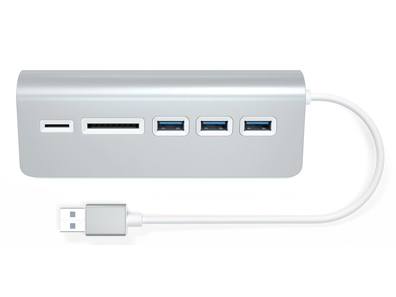 Хаб USB Satechi Aluminum USB 3.0 Hub & Card Reader Silver ST-3HCRS от компании Admi - фото 1