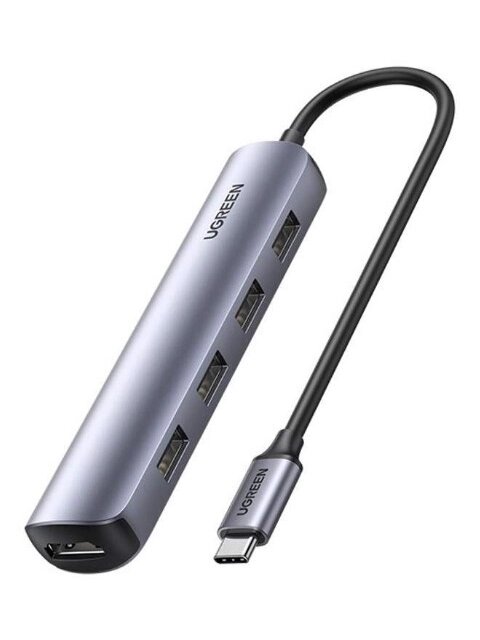 Хаб USB Ugreen CM417 USB-C to 4xUSB 3.0+HDMI Adapter Grey 20197 от компании Admi - фото 1
