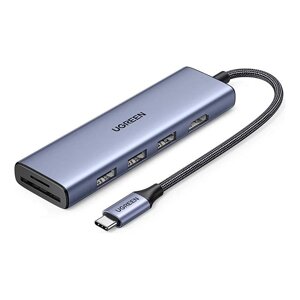 Хаб USB ugreen CM511 revodok 6-in-1 USB-C - HDMI/3xusb 3.0/SD/TF grey 20956A