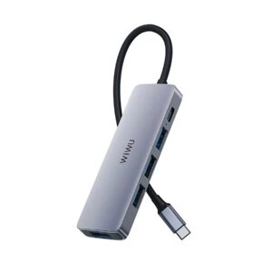 Хаб USB wiwu A541BC 100W-PD/3xusb2.0/USB3.0 grey 6936686408561