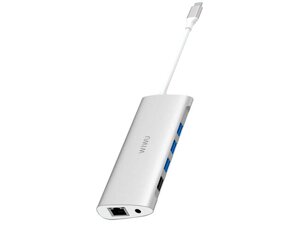 Хаб USB wiwu alpha 11 in 1 type-C - 3xusb 3.0 / USB 2.0 / type C / RJ45 / HDMI / VGA / AUX 3.35mm silver 6957815512522