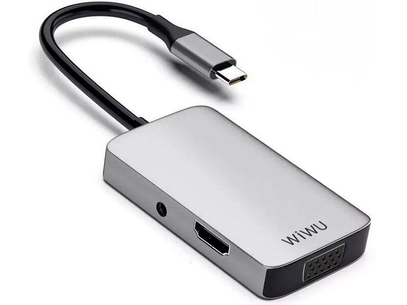 Хаб USB Wiwu Alpha 513HVP Type-C - USB 3.0 / HDMI / VGA / AUX 3.5 Grey 6973218930220 от компании Admi - фото 1