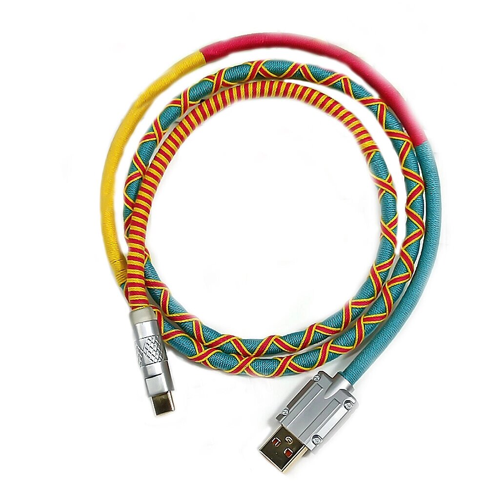 HCC 1 м USB Type-C кабель для быстрой зарядки для Клавиатура спиральной плетеной линии ручной работы тканый кабель для п от компании Admi - фото 1