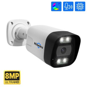 Hiseeu HB718-PA 4K 8MP POE IP камера Интеллектуальное ночное видение P2P Обнаружение движения Двустороннее аудио H. 265 В