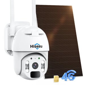 Hiseeu Wireless 4G LTE Cellular Security камера NO WIFI PTZ Color Night Vision 2-Way Audio PIR Detection IP66 Водонепрон
