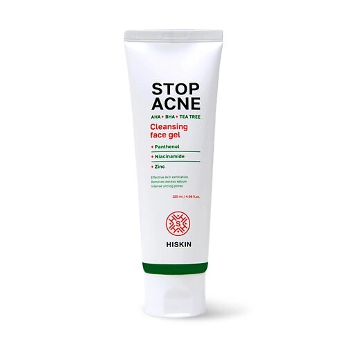 Hiskin STOP ACNE очищающий гель для умывания AHA + BHA + TEA TREE 120.0