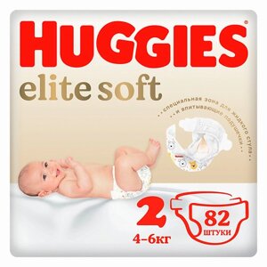 HUGGIES Подгузники Elite Soft для новорожденных 4-6кг 82.0
