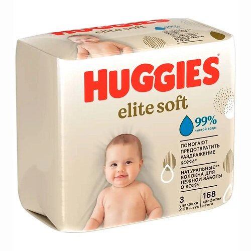 HUGGIES Влажные салфетки Elite Soft для новорожденных 168.0 от компании Admi - фото 1
