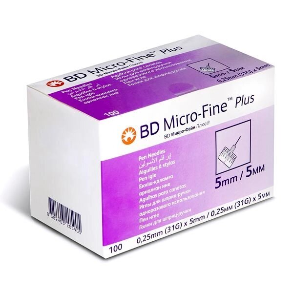 Иглы для шприц-ручки одноразовые 31G BD Micro-Fine Plus/Микро-Файн Плюс 0,25x5мм 100шт (320590) от компании Admi - фото 1