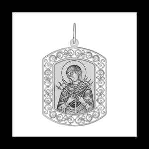 Иконка Божьей Матери, Семистрельная SOKOLOV из серебра с лазерной обработкой