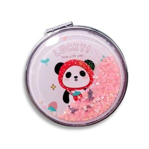 ILIKEGIFT Зеркало складное "Lucky panda strawberry pink" с увеличением